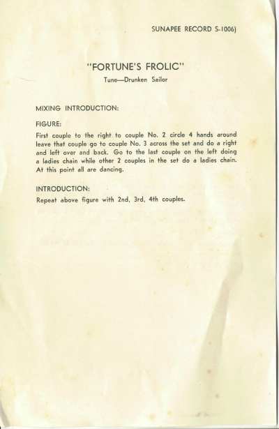 Fortunes Frolic Call Sheet